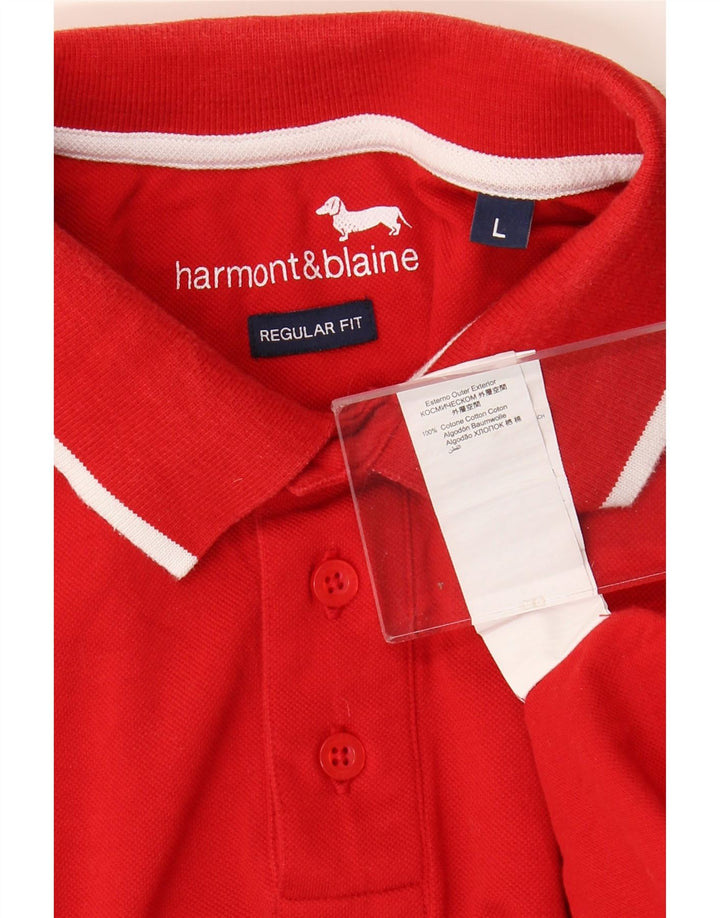 Polo da uomo vestibilità regolare HARMONT & BLAINE grande in cotone rosso