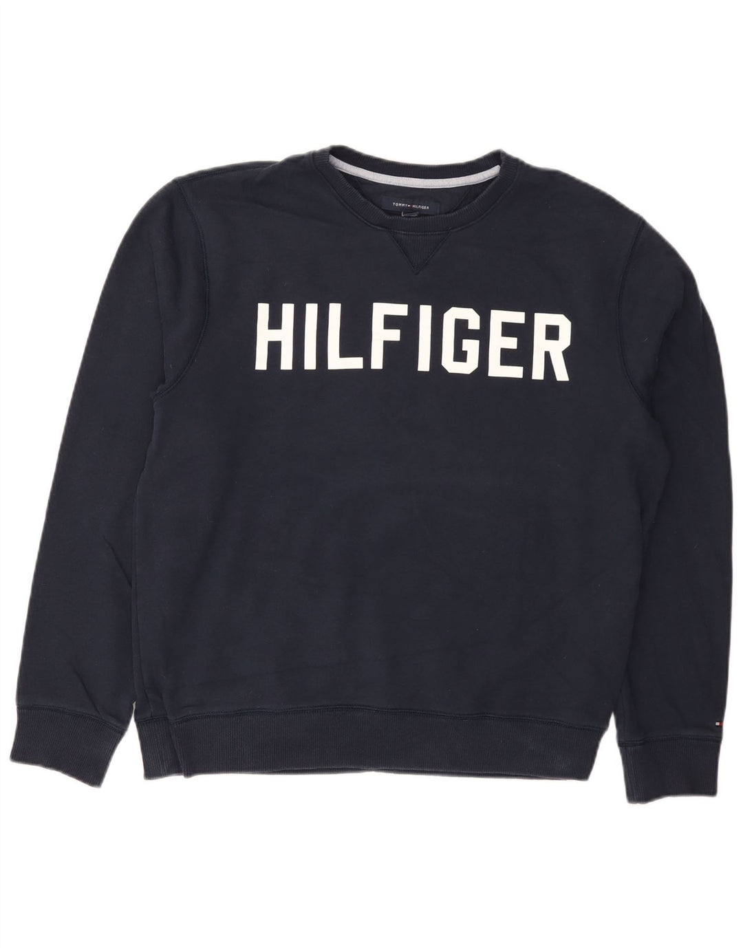 Tommy Hilfiger Felpa grafica da uomo Maglione grande cotone blu navy