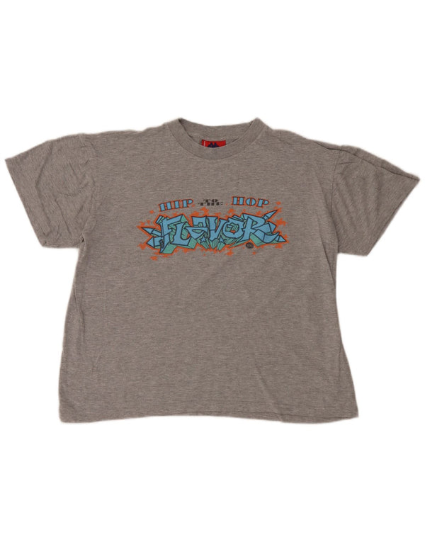T-shirt grafica da donna Kappa Top UK 14 cotone grigio medio