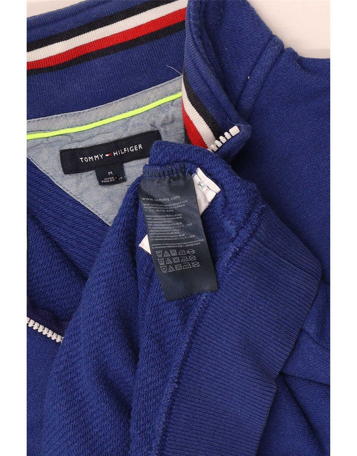 Felpa da uomo con zip e collo Tommy Hilfiger in cotone blu medio