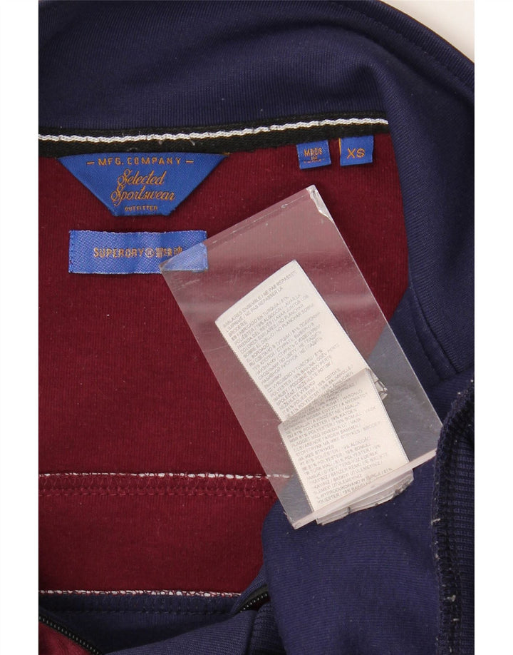 Giacca da tuta da uomo SUPERDRY XS in poliestere color block blu navy