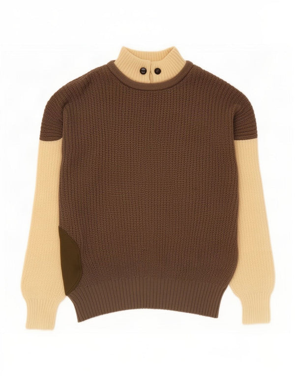 Vintage Womens Turtle Neck Jumper Sweater US 6 Medium Brown Colourblock