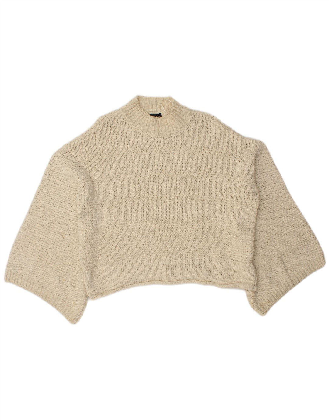 Maglione maglione oversize da donna con collo alto Topshop UK 8 piccolo bianco sporco