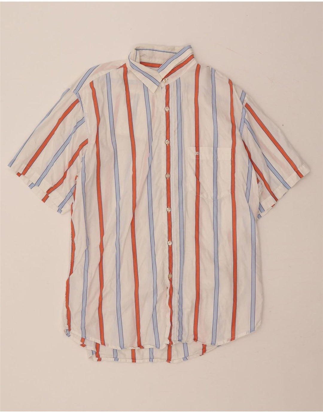 ENRICO COVERI Camicia a maniche corte da uomo taglia 42 a righe bianche grandi