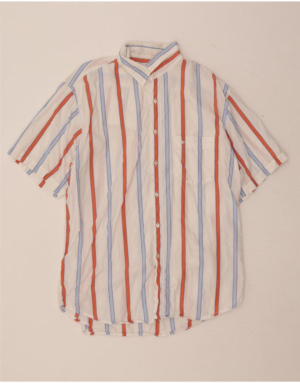 ENRICO COVERI Camicia a maniche corte da uomo taglia 42 a righe bianche grandi