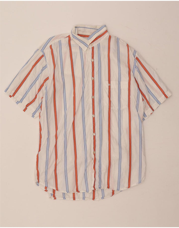 ENRICO COVERI Camicia a maniche corte da uomo taglia 42 a righe bianche grandi