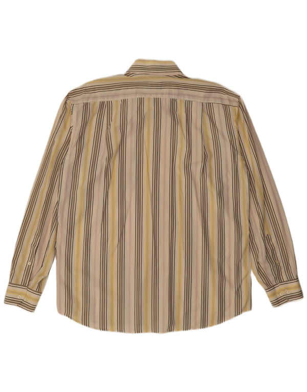 Roccobarocco Mens Shirt Size 42 16 1/2 Large Yellow Striped