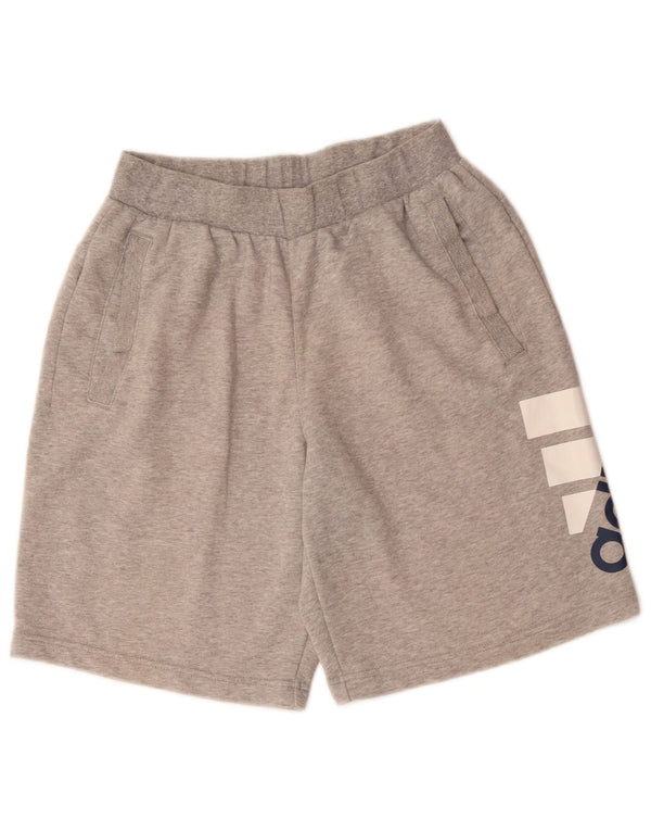 Adidas Mens Climalite Graphic Sport Shorts Small Grey Flecked Cotton