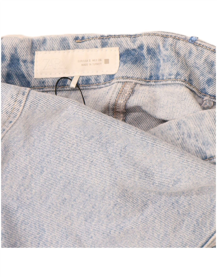 Top a corsetto in denim da donna Zara UK 8 piccolo in cotone blu