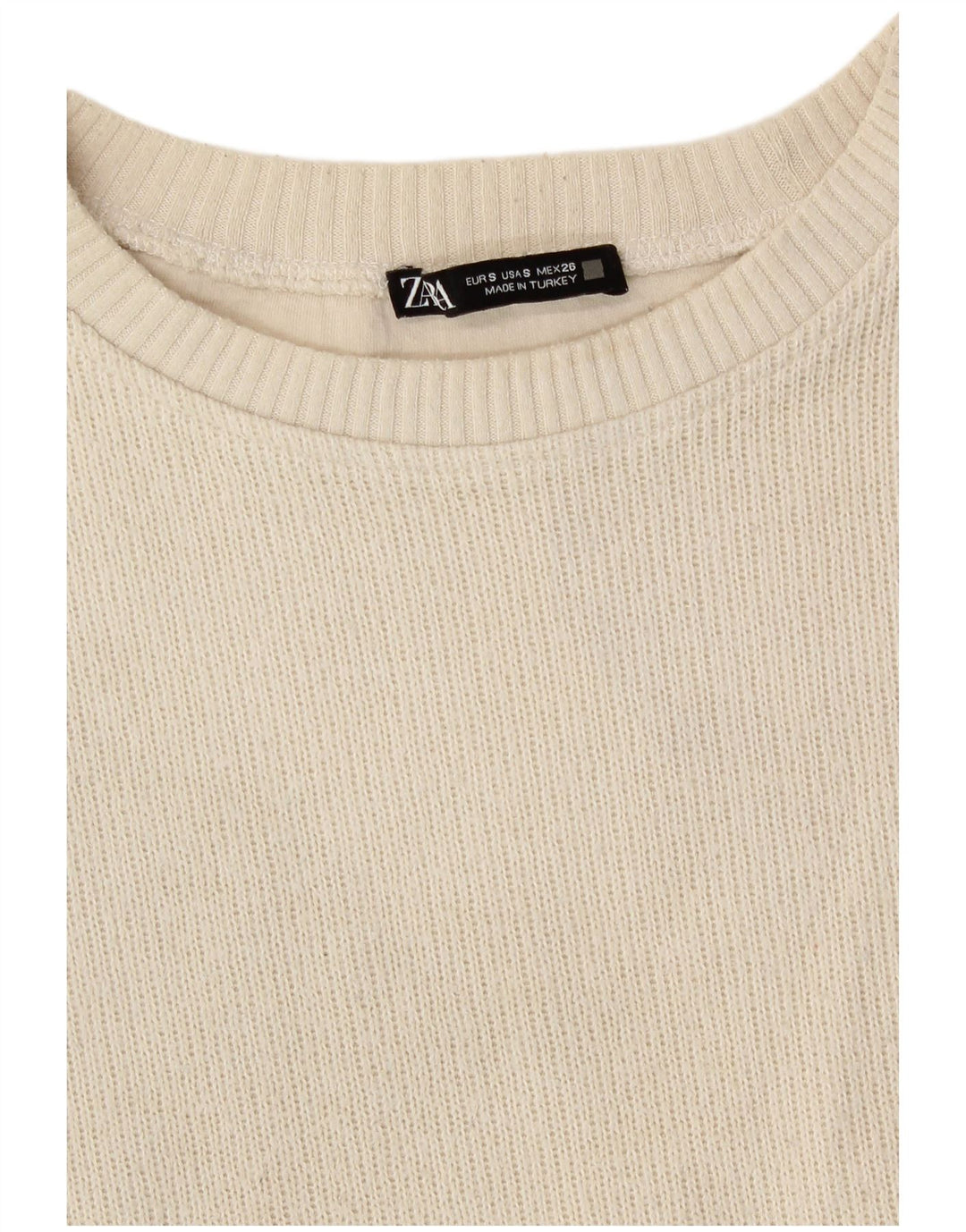 ZARA Womens Oversized Crop Crew Neck Jumper Sweater UK 10 Small White