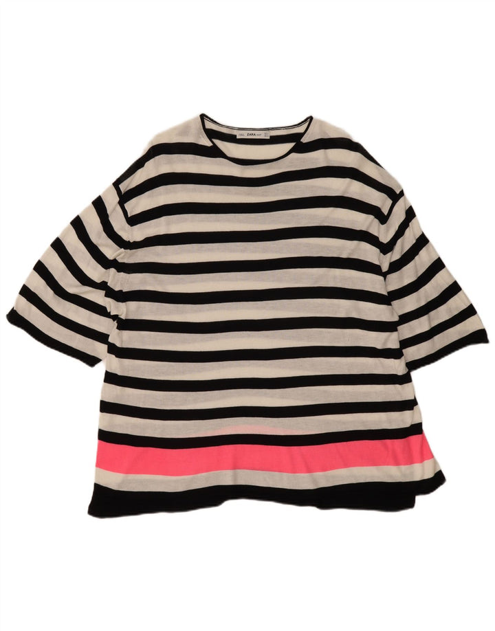 Camicetta oversize lunga da donna Zara UK 10 piccola a righe bianche