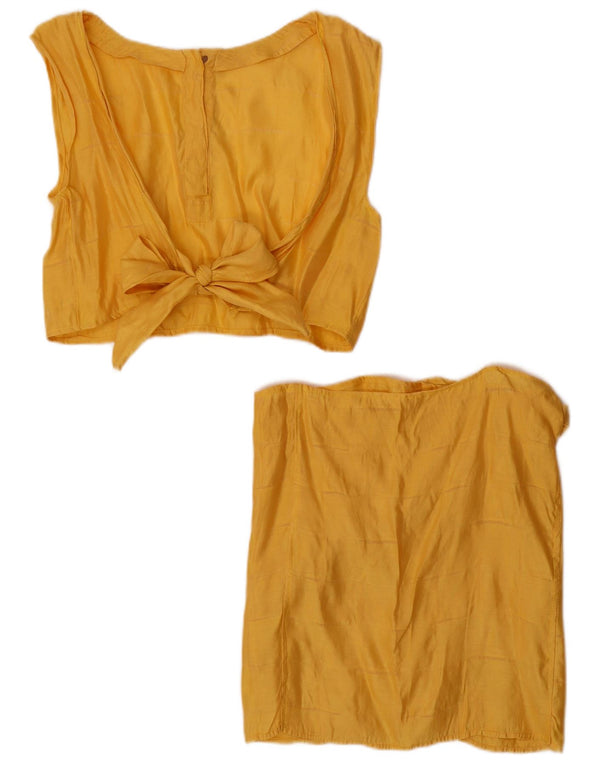 Set gonna corta in 2 pezzi da donna vintage UK 12 media W30 Giallo