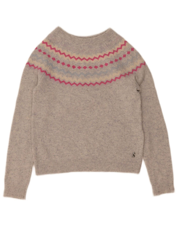 Joules Maglione da donna con scollo a barca corto UK 10 Small Grey Fair Isle