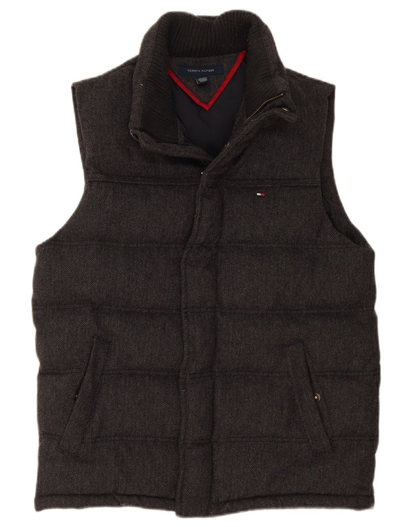 Gilet imbottito da uomo Tommy Hilfiger UK 34 XS Lana a spina di pesce grigia