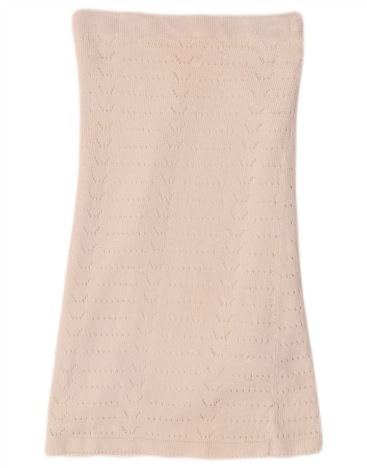 Gonna a trapezio da donna in maglia VINTAGE W28 bianco medio