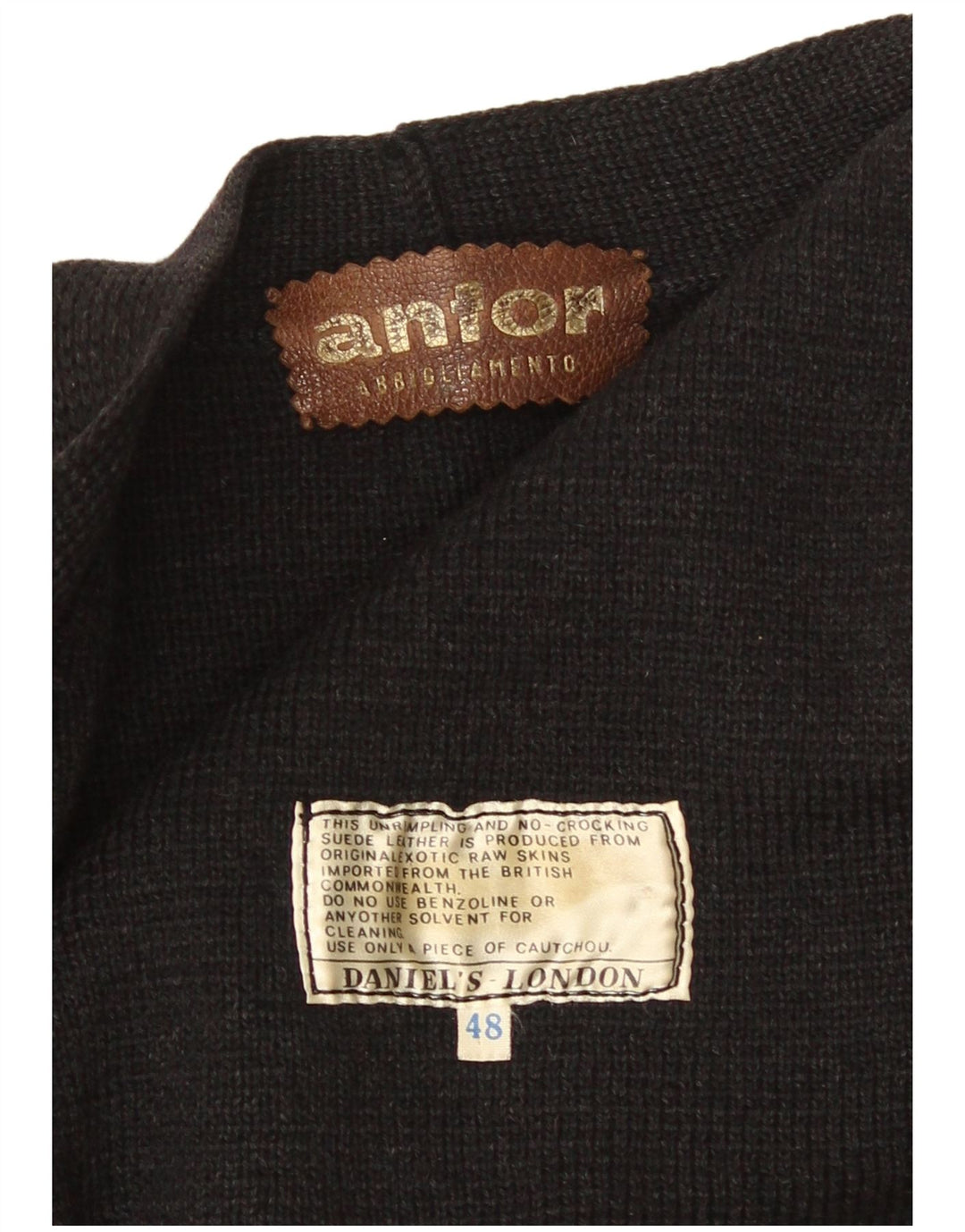 Maglione cardigan in pelle scamosciata da uomo Anfor EU 48 Camoscio color block nero medio