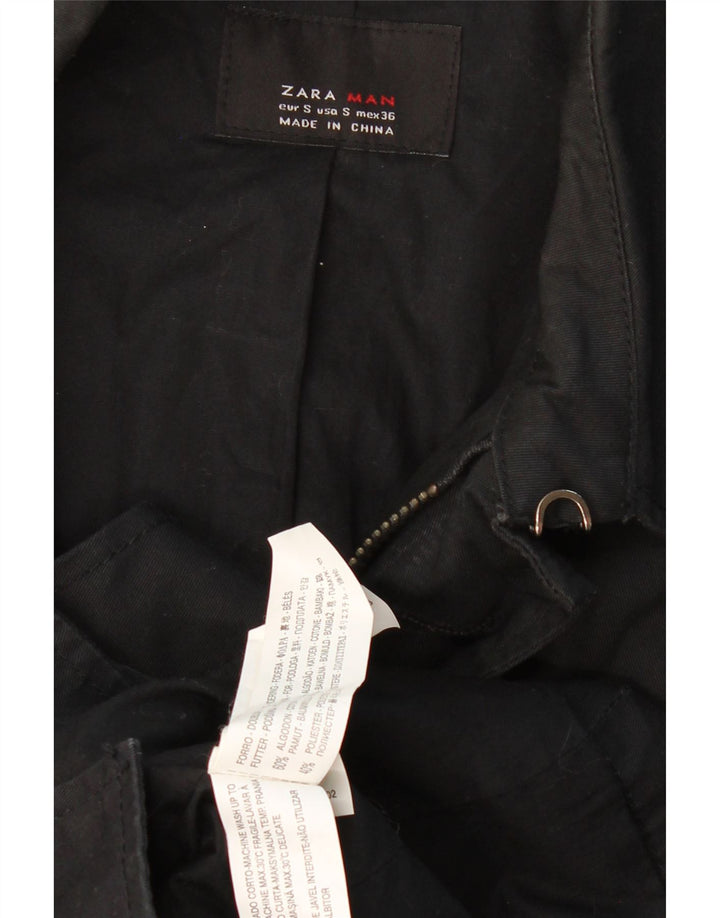 Trench da Uomo ZARA UK 36 Piccolo Cotone Nero