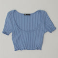ZARA Womens Crop Top UK 10 Small Blue Cotton Vintage Zara and Second-Hand Zara from Messina Hembry 