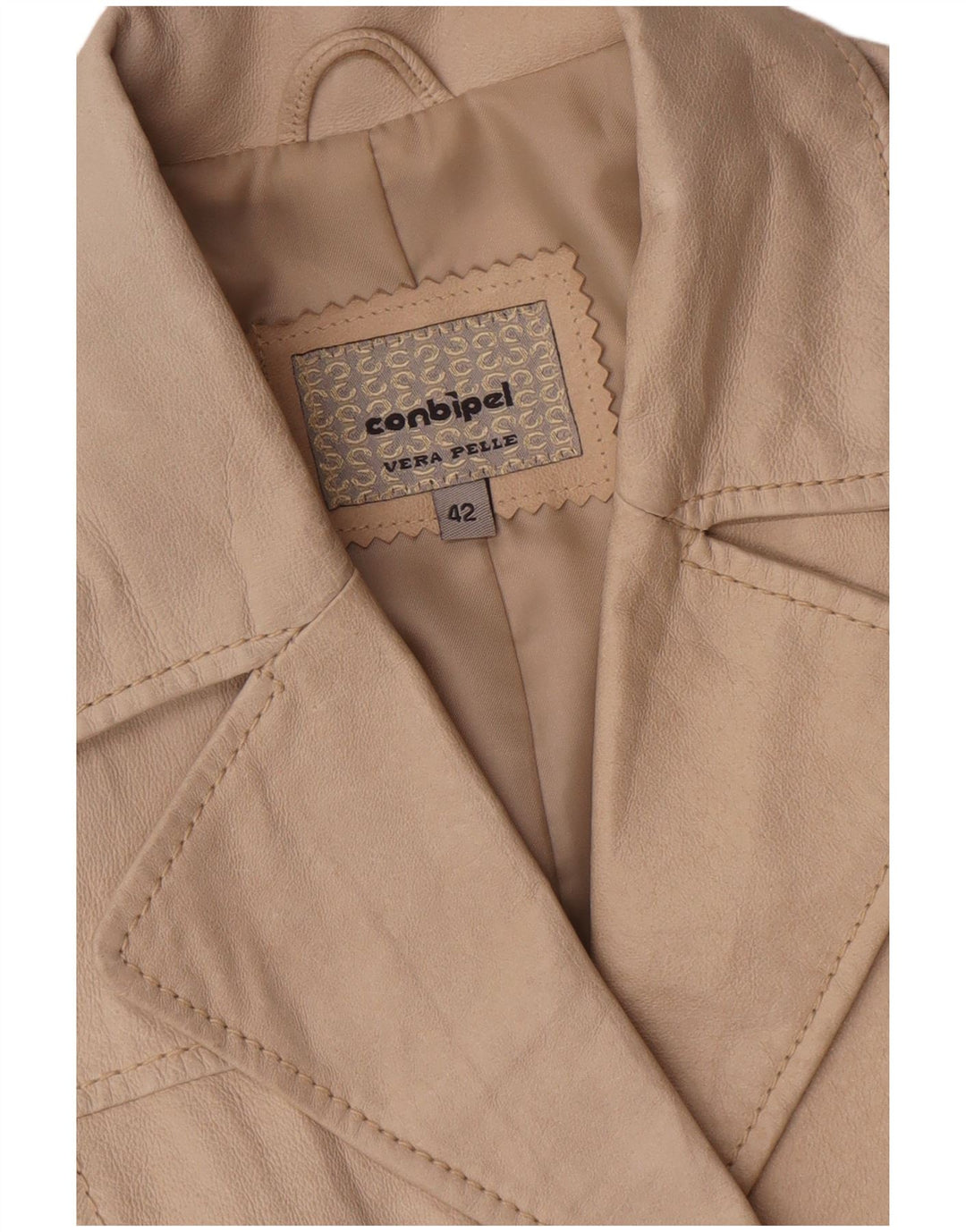 Giacca In Pelle Donna Conbipel IT 42 Pelle Beige Medio