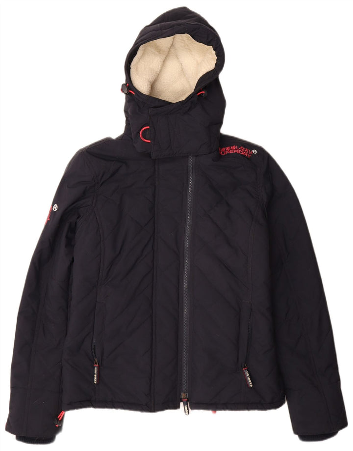 Giacca a vento Sherpa con cappuccio da donna Superdry UK 14 medio blu navy