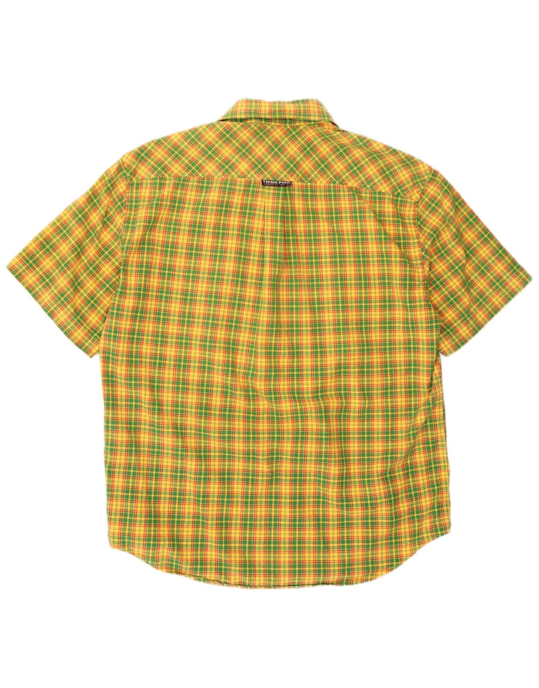 Camicia a maniche corte da uomo Think Pink in cotone a quadri gialli piccoli