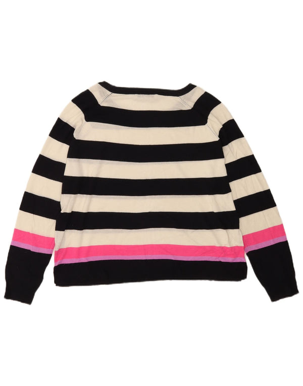 Maglione Zara da donna con scollo a barca UK 14 Viscosa a righe bianche medie