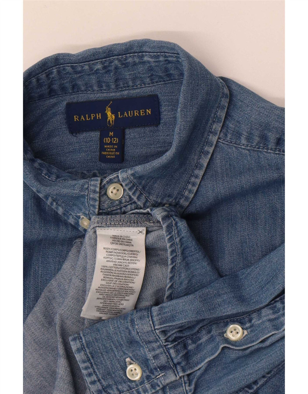 Camicia di jeans per ragazzi Ralph Lauren 10-11 anni in cotone blu medio