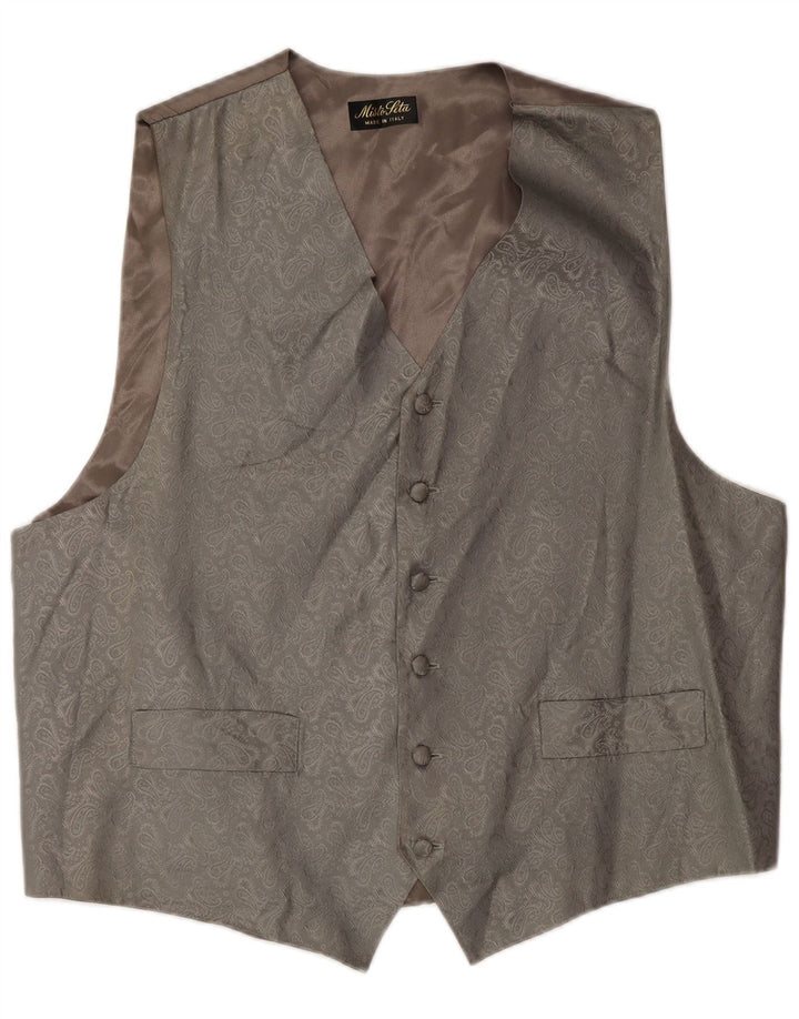 Gilet da uomo vintage grande motivo cachemire grigio