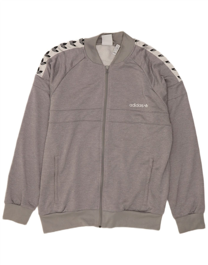 ADIDAS Giacca da tuta grafica da uomo grande in poliestere color block grigio