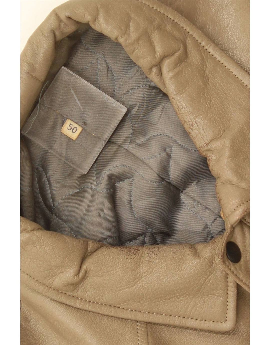 Giacca in pelle vintage da uomo IT 50 grande marrone