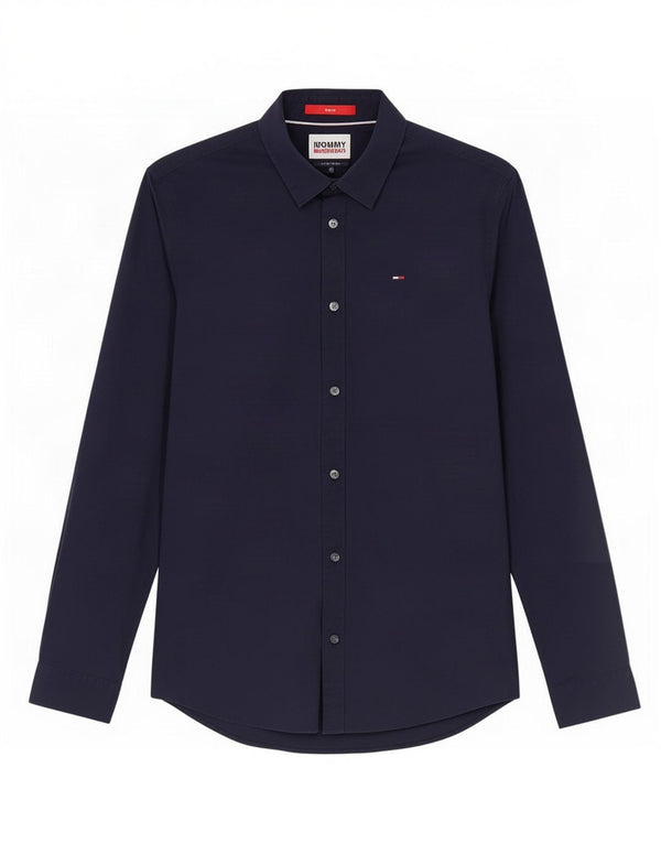 Camicia slim fit da uomo Tommy Hilfiger piccola in cotone blu navy