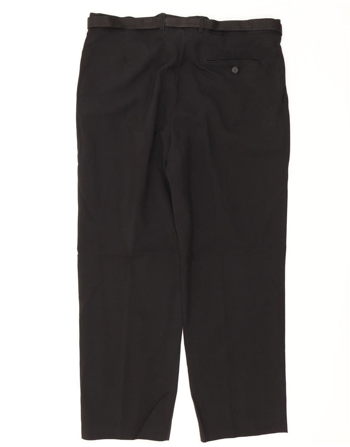MARKS & SPENCER Pantaloni chino vestibilità regolare da uomo W36 L29 poliestere nero