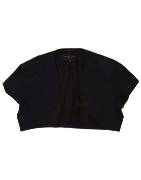 Luisa Spagnoli Top Bolero a maniche corte da donna UK 12 Medio Blu Navy Cotone