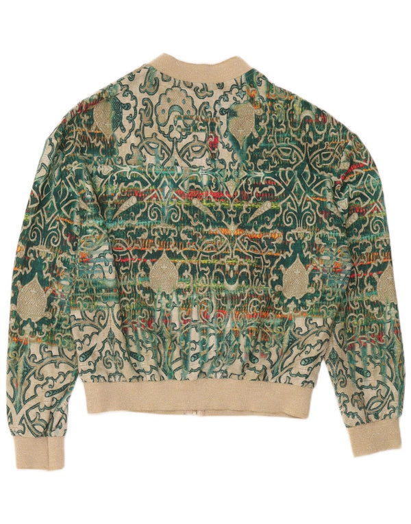 Giubbotto bomber vintage da donna EU 38 verde medio con motivo cachemire