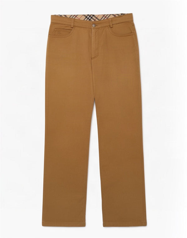 Pantaloni casual dritti da donna Burberry EU 40 medio W28 L27 cotone marrone