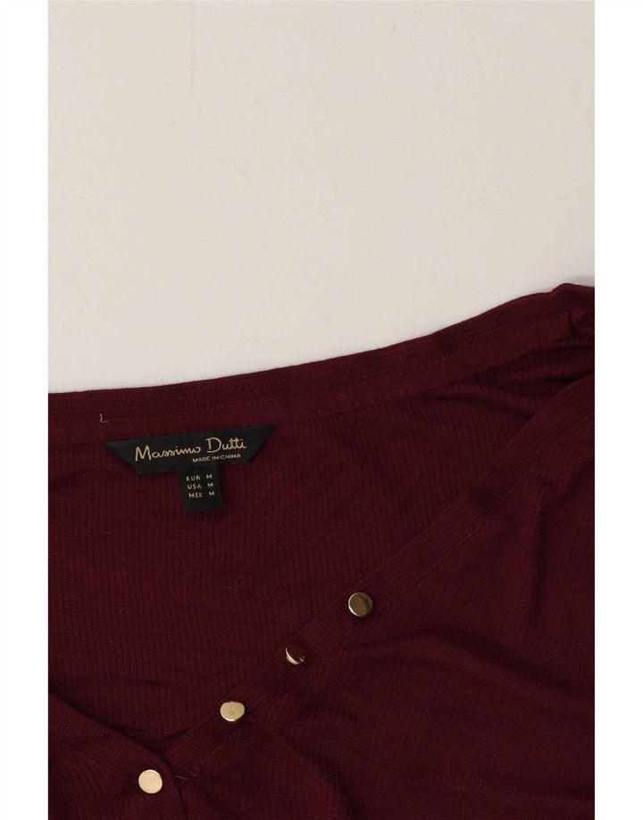 Massimo Dutti Top da donna a maniche lunghe UK 12 Borgogna medio