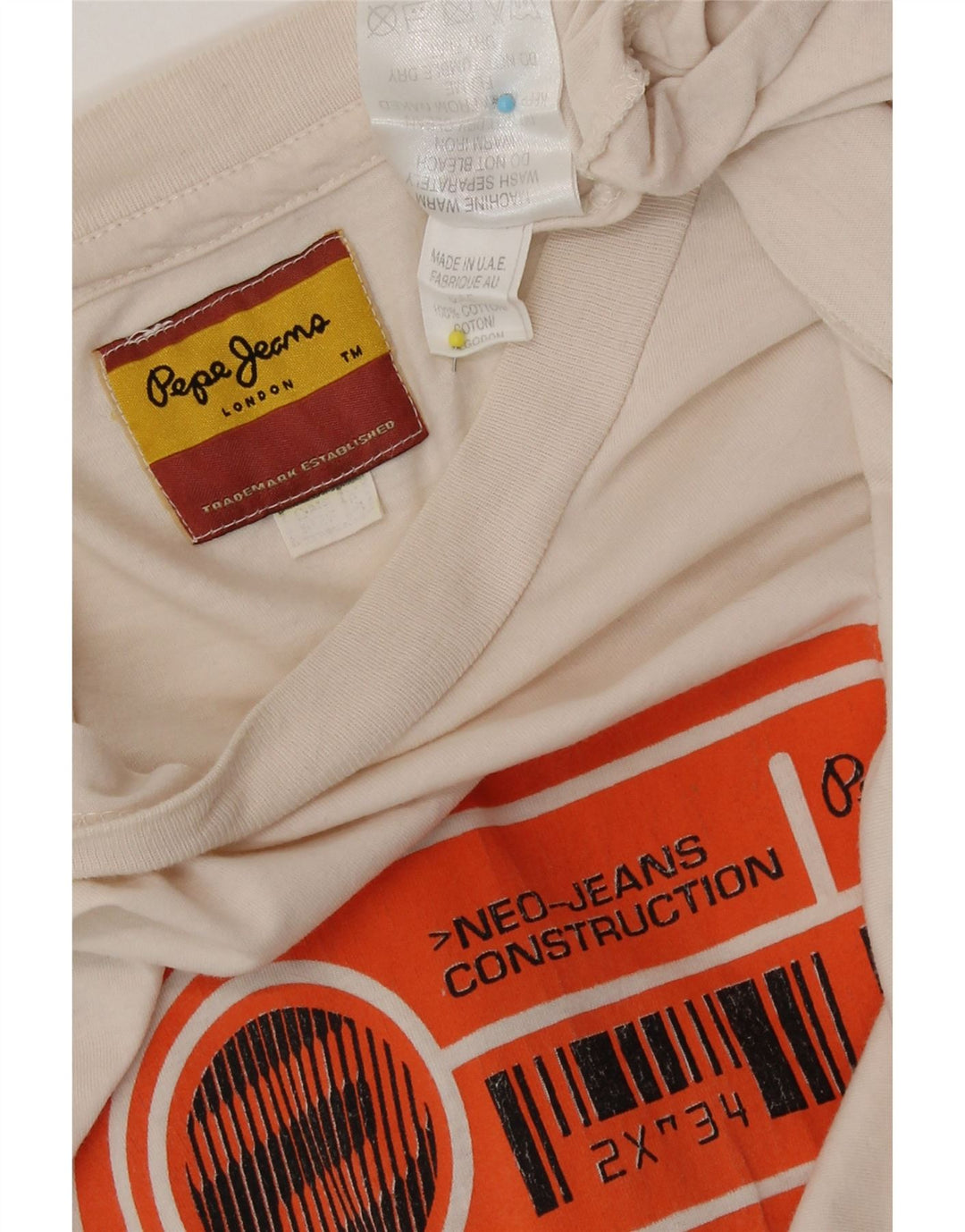 PEPE Jeans T-shirt grafica da uomo Top in cotone bianco sporco medio