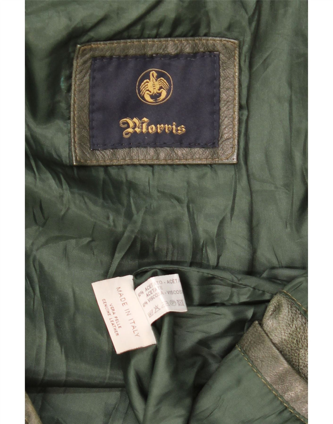 Giacca in pelle con cappuccio da uomo Morris IT 52 XL in pelle verde