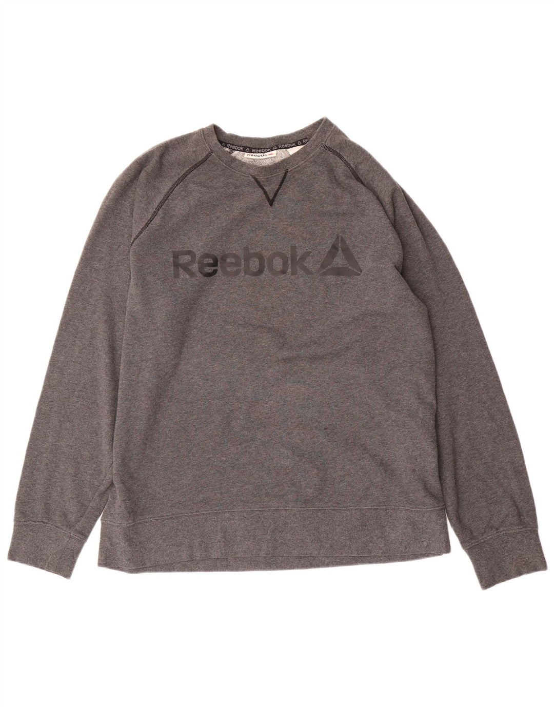 Felpa grafica da uomo Reebok maglione grande in cotone grigio