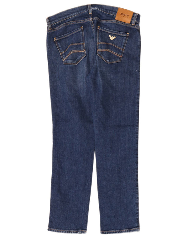Jeans dritti corti da donna Armani W30 L25 cotone blu