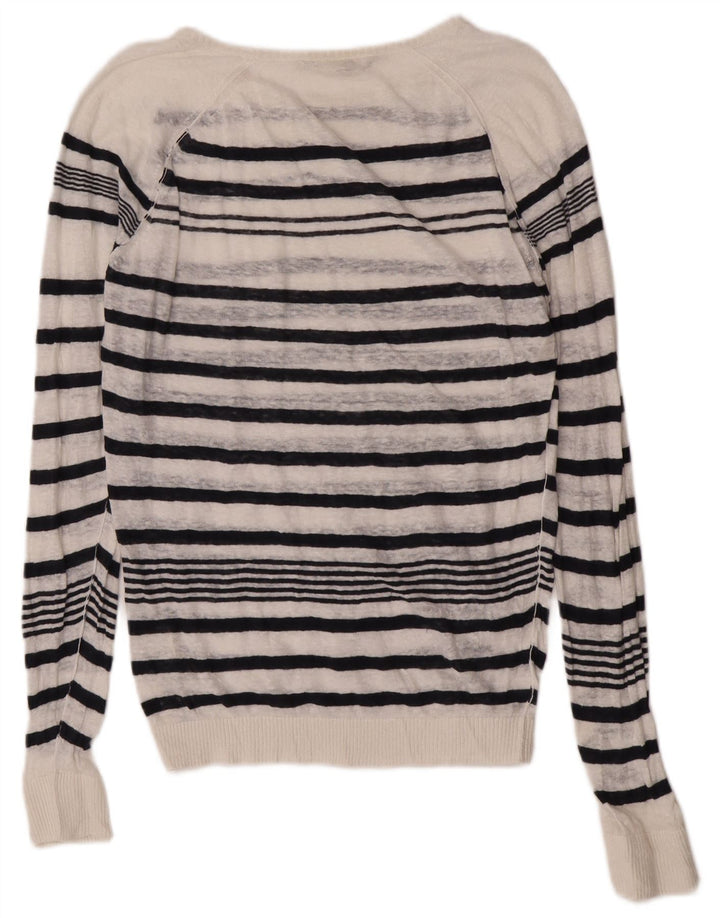 Maglione maglione da donna con scollo a barca Diesel UK 14 a righe bianche medie