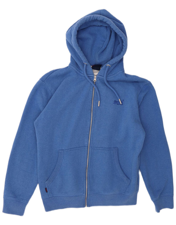 Felpa con cappuccio e zip da donna Superdry UK 18 XL cotone blu