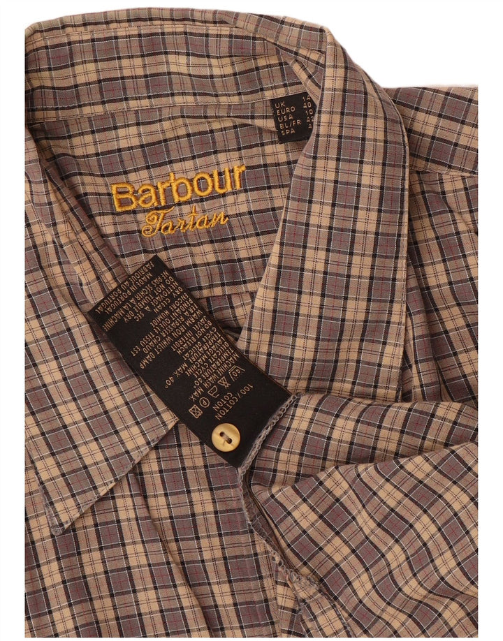Camicia a maniche corte da donna Barbour UK 14 cotone a quadri marroni grandi
