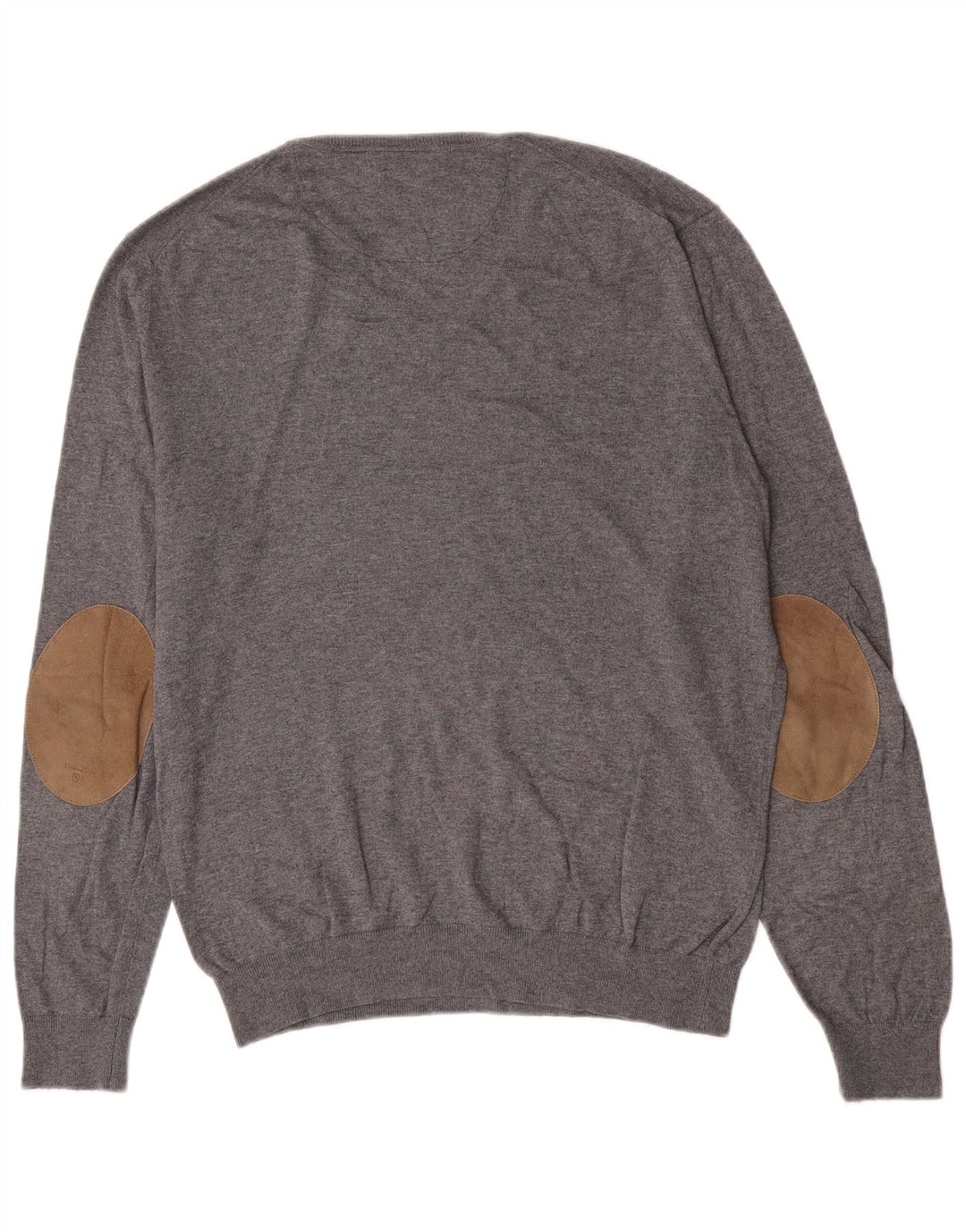 Massimo Dutti Maglione da uomo con scollo a V grande classico in cotone grigio