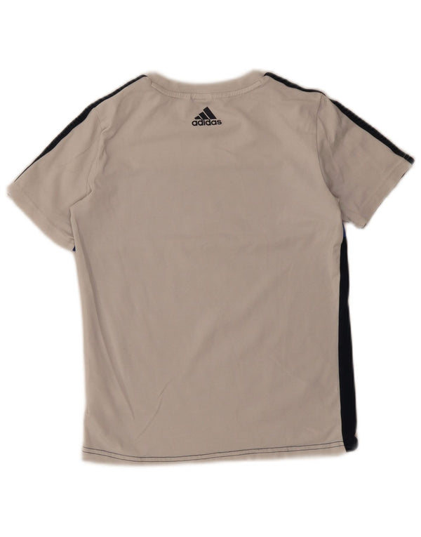 T-shirt grafica da ragazzo Adidas Top 9-10 anni in cotone color block bianco