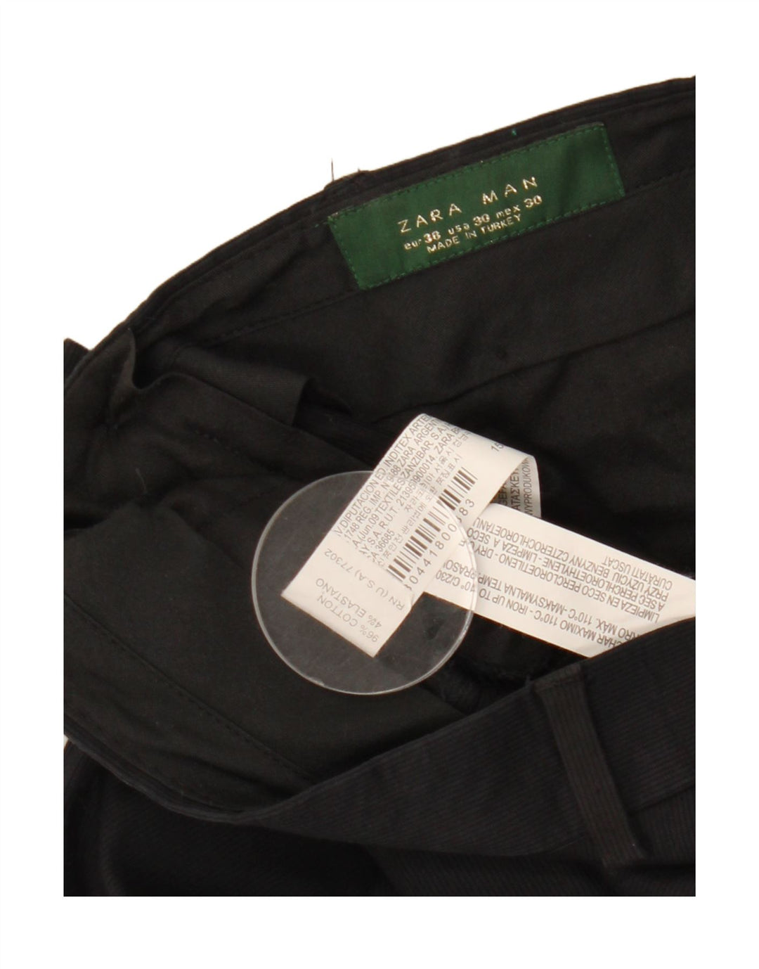 Pantaloni chino dritti da uomo ZARA EU 38 Small W30 L28 cotone nero