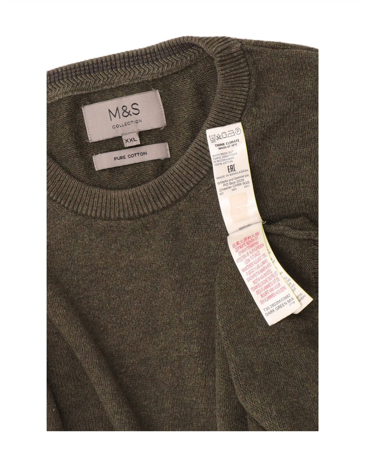 Maglione maglione girocollo da uomo Marks & Spencer 2XL cotone kaki