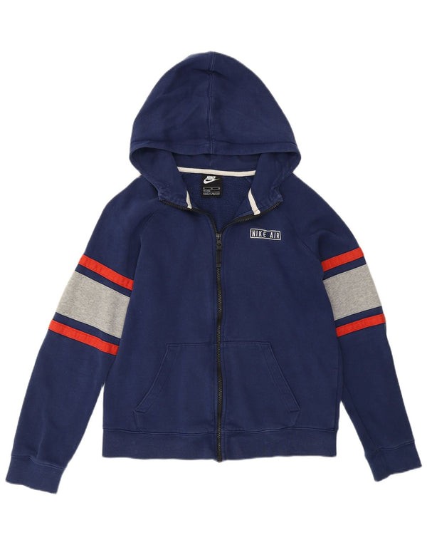 Felpa con cappuccio e zip Nike Air da ragazzo, 13-14 anni, XL, in cotone color block blu