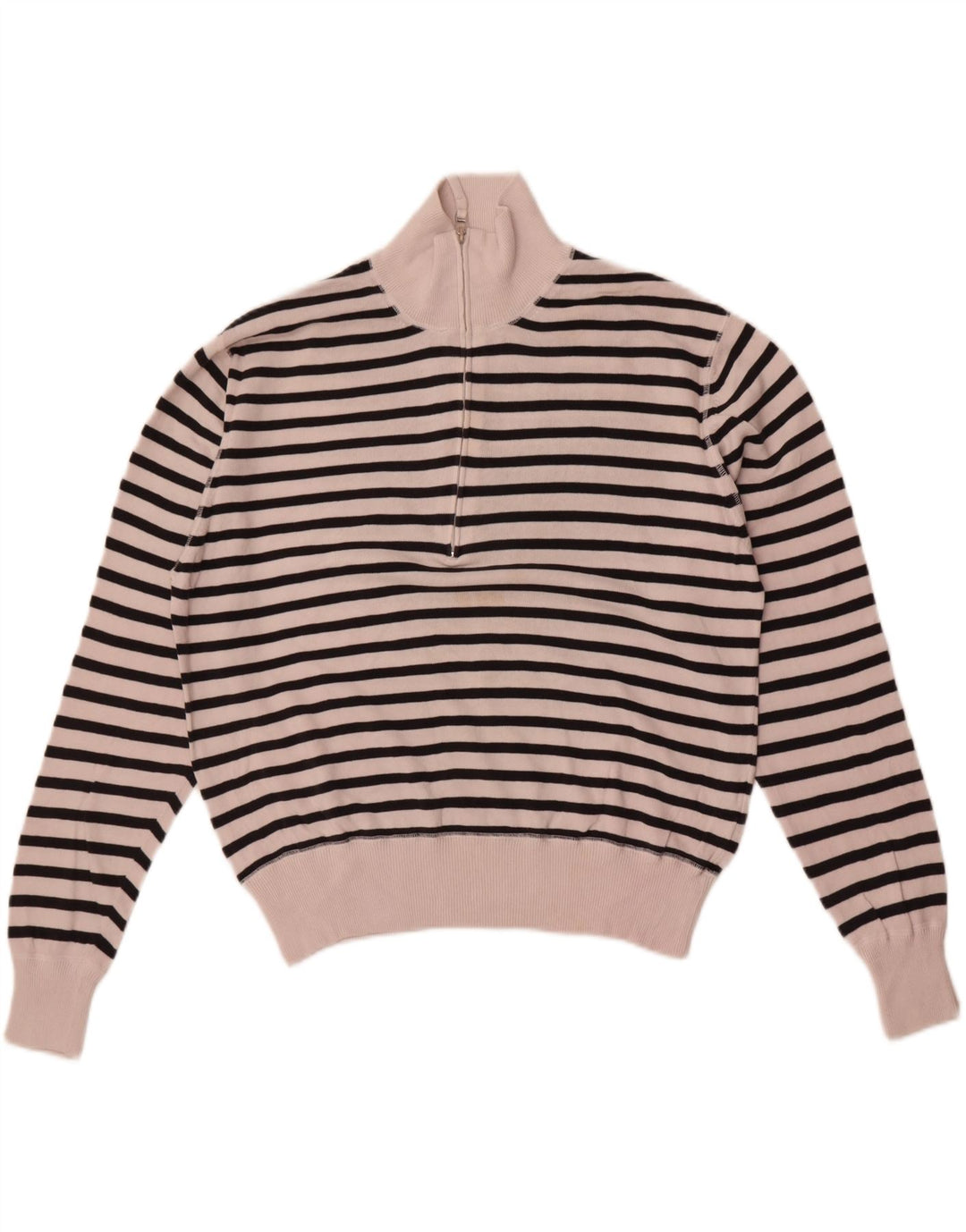 Maglione da donna con collo con zip Slam UK 14 Cotone a righe bianche medie