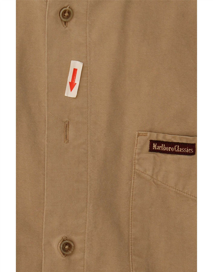 Camicia da uomo Marlboro Classics grande in cotone beige